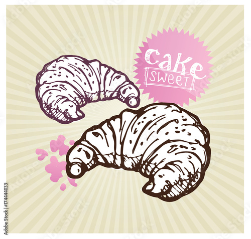 Hand drawn doodle dessert illustration.