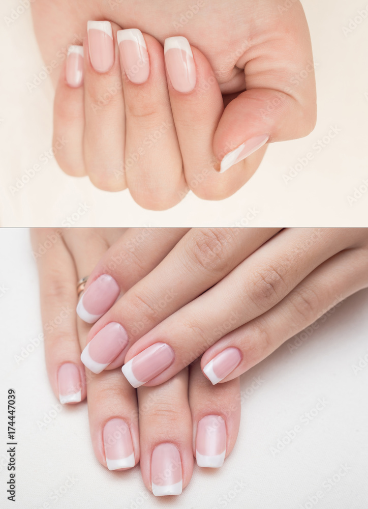 Very beautiful silver metallic nails closeup gel, acrylic