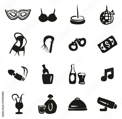 Strip Club Icons Freehand Fill