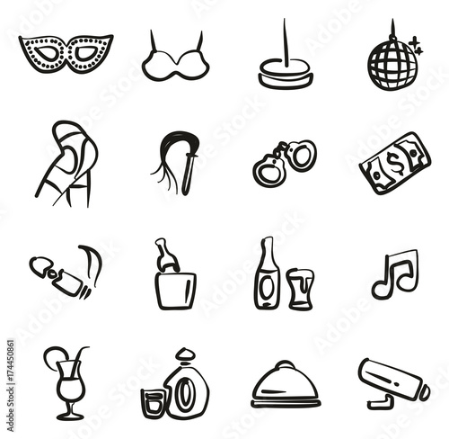 Strip Club Icons Freehand