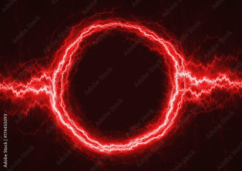 Obraz premium Red circle lightning with copy space in the middle
