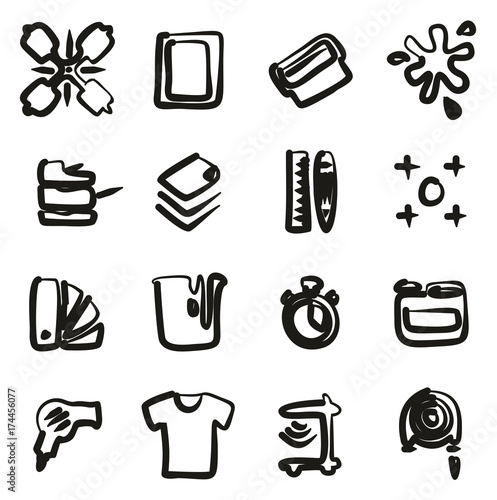 Screen Printing Icons Freehand 