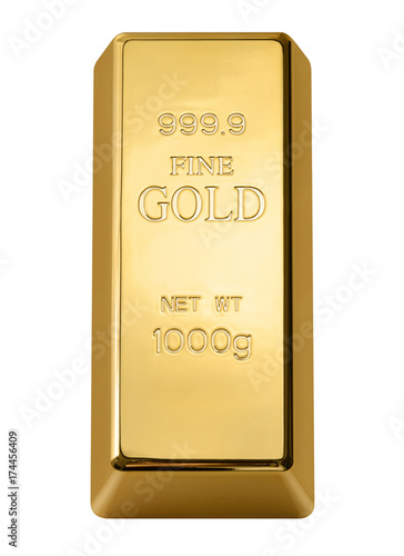 Gold bar isolated on white background.