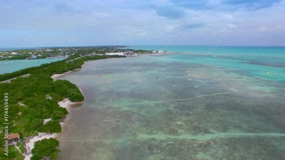 Surfers along Overseas Highway, Florida aerial view. Surfers along Overseas Highway, Florida aerial view.