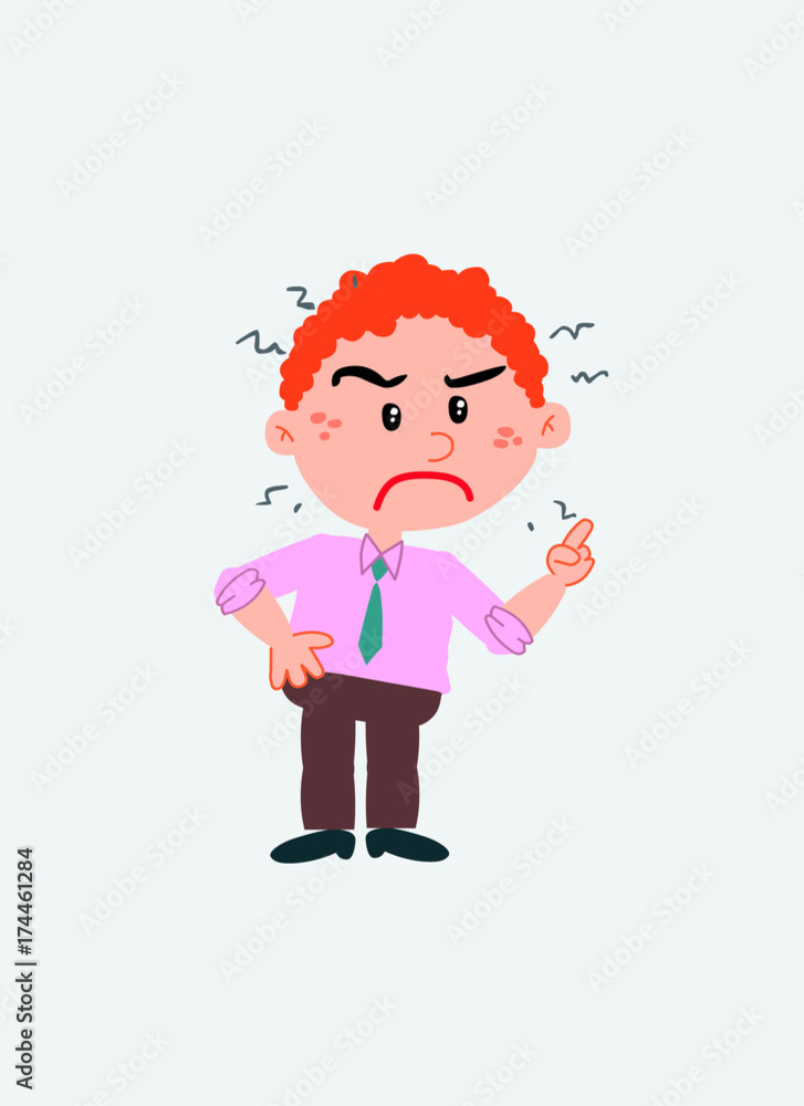 White businessman. Vector illustration isolated in a funny cartoon style. The character is very angry. White businessman. Vector illustration isolated in a funny cartoon style. The character is very angry.