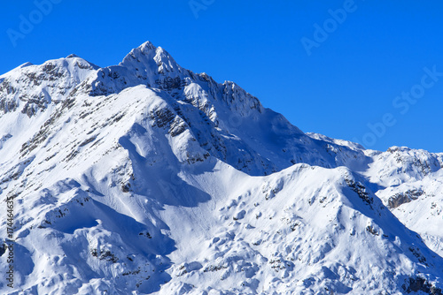 Beautiful mountain peaks under snow