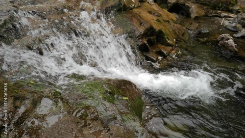 a beautiful little cascading waterfall in a rainforest photo