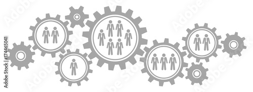 Business People Gears Border Graphics Grey
