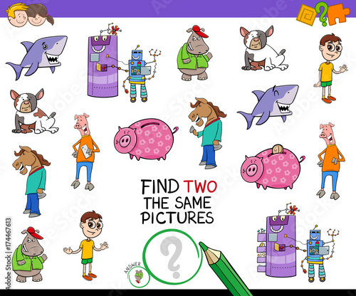 find two the same pictures cartoon game
