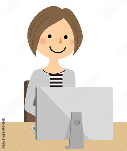 若い女性　ママ　PC