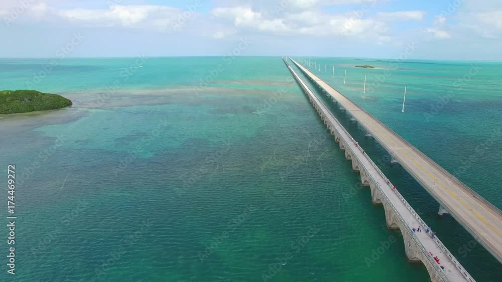 Florida Keys, amazing aerial view of Overseas Highway on a sunny day. Florida Keys, amazing aerial view of Overseas Highway on a sunny day.