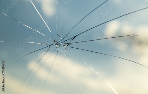 crack on the auto glass as a background