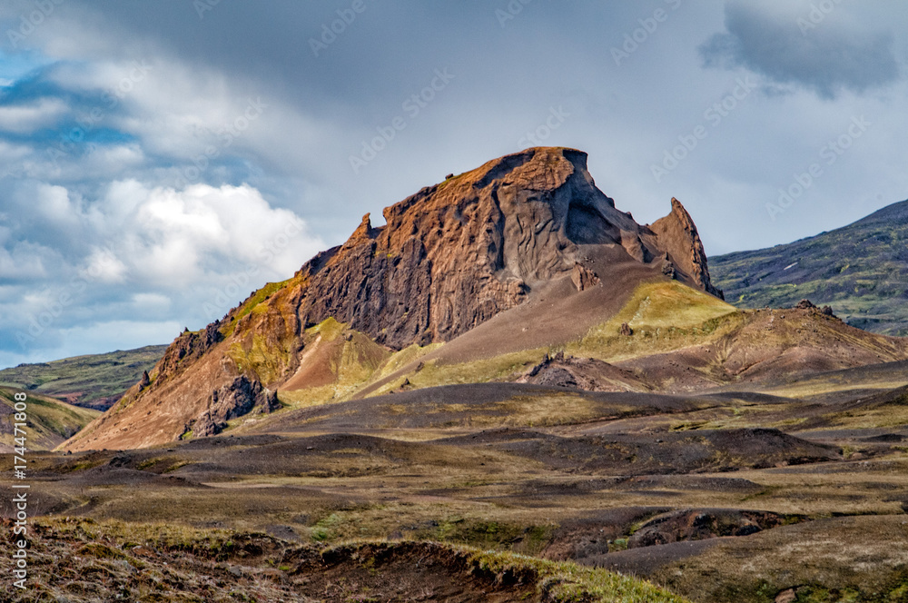 rhino shape rock in Iceland wild landscape Stock Photo | Adobe Stock