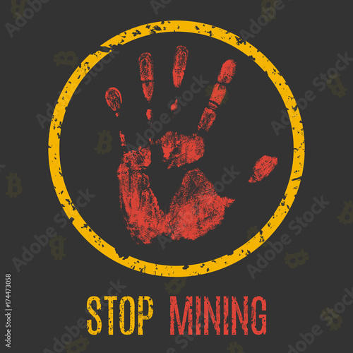 Vector illustration. Global problems of humanity. Stop mining.