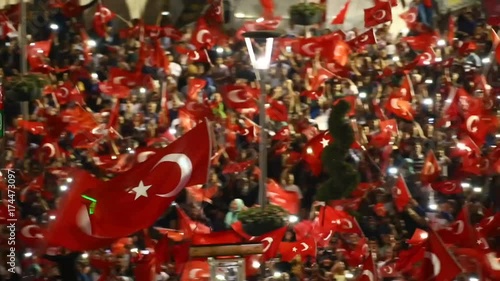 27 July 2016,Konyal - TURKEY: After the military coup in Turkey continues to keep democracy seizures occur in people with flag photo