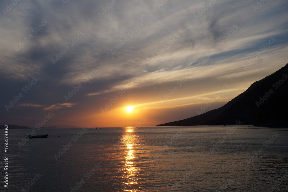An amazing sunrise from a greek island. An amazing sunrise from a greek island.