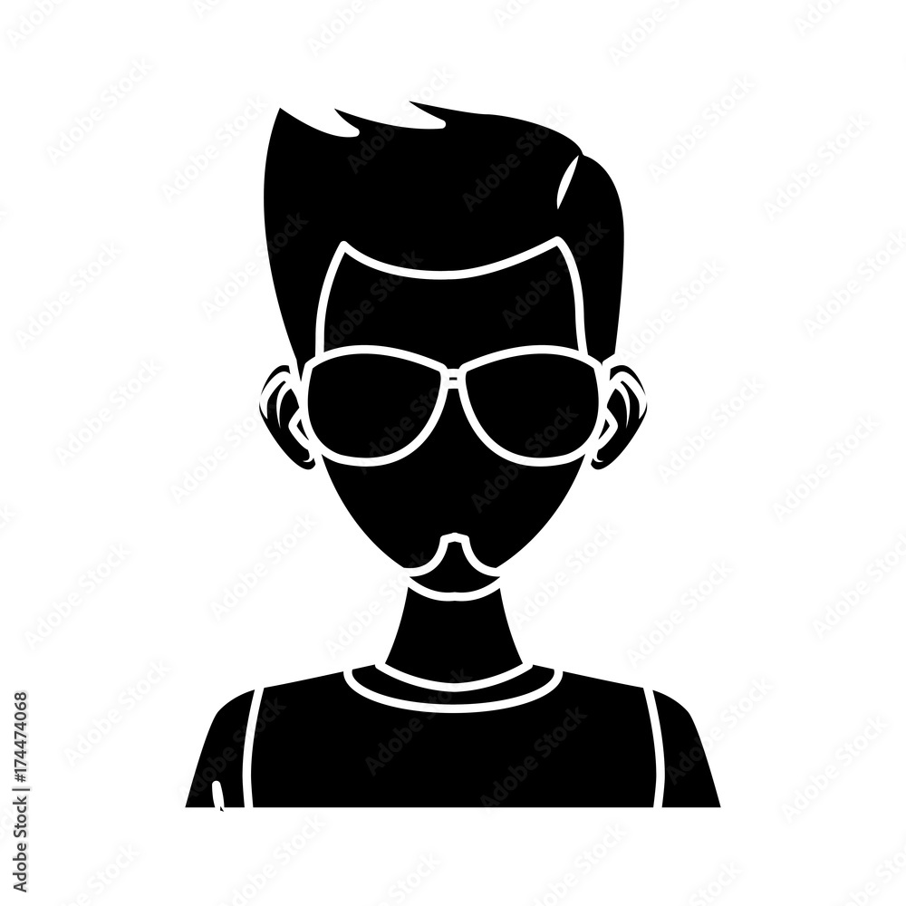 Young man with sunglasses cartoon icon vector illustration graphic design Young man with sunglasses cartoon icon vector illustration graphic design