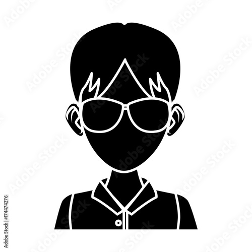 Young man with sunglasses cartoon icon vector illustration graphic design