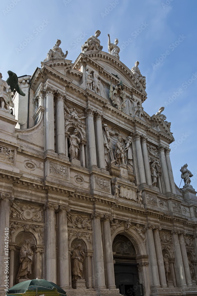 Facade of Santa Maria del Giglio, church in Venezia, Venice, Italy, Europe  