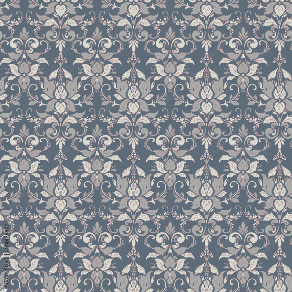 Vector floral wallpaper baroque style pattern.Seamless vintage vector background. 