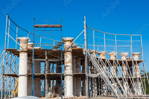 Reconstruction of ancientl colonnades. photo