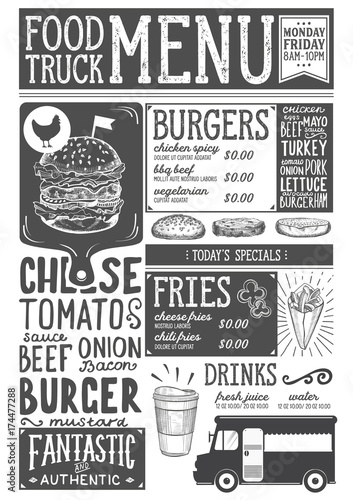 Food truck menu template.