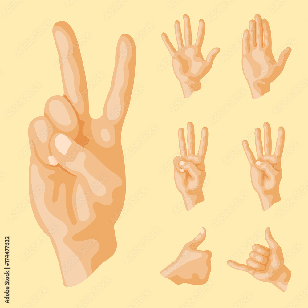 Hands deaf-mute different gestures human arm people communication message vector illustration. Hands deaf-mute different gestures human arm people communication message vector illustration.