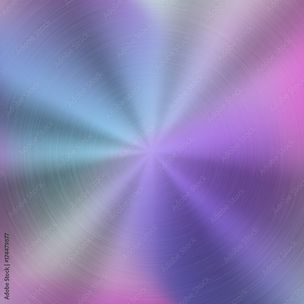 Metal abstract pastel colorful gradient technology background with circular polished, brushed concentric texture, chrome, silver, steel, aluminum for design concepts, wallpapers. Vector illustration. Metal abstract pastel colorful gradient technology background with circular polished, brushed concentric texture, chrome, silver, steel, aluminum for design concepts, wallpapers. Vector illustration.