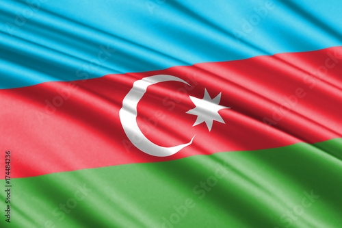 Photography waving flag azerbaijan