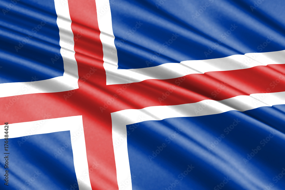 Fototapeta premium waving flag iceland