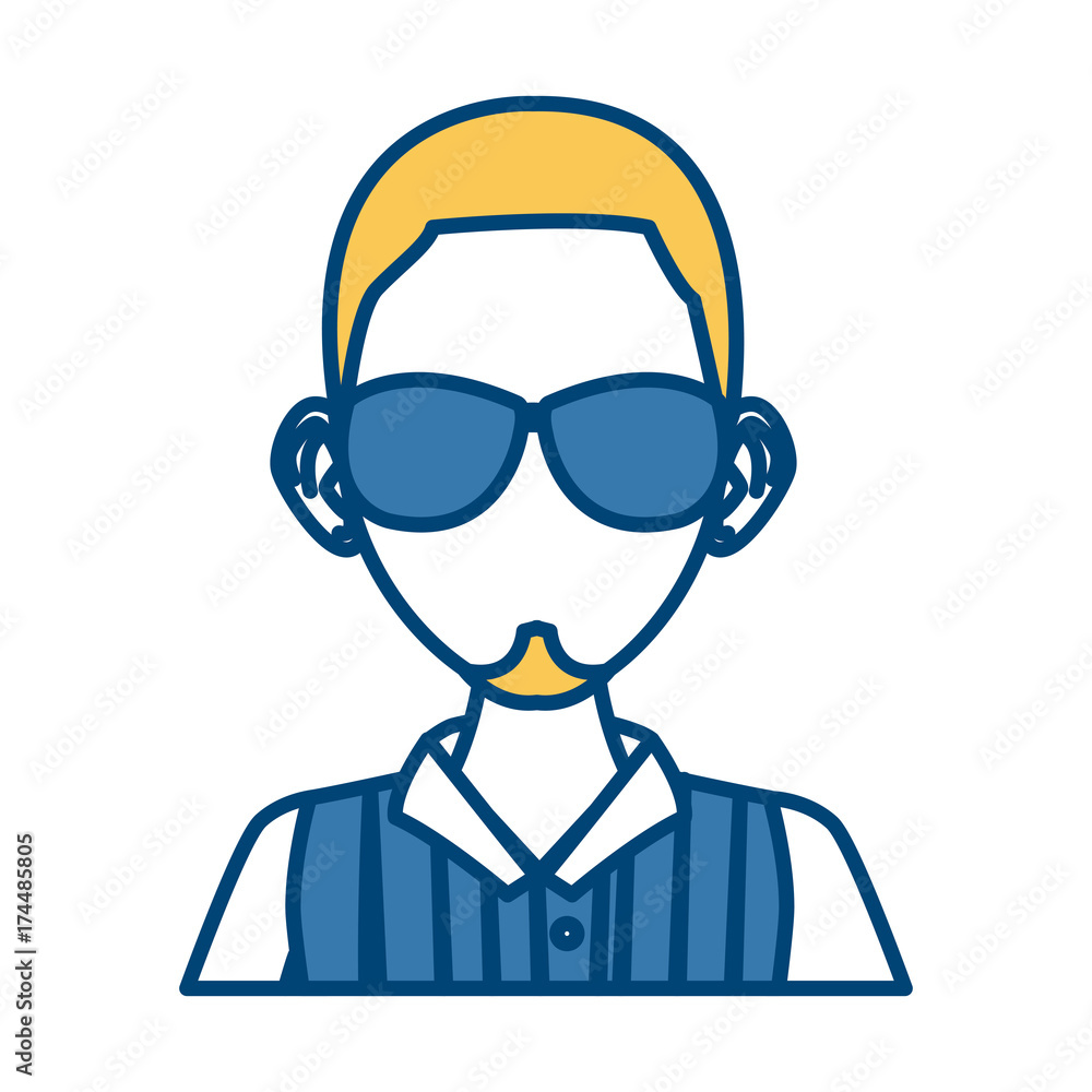 Young man with sunglasses cartoon icon vector illustration graphic design Young man with sunglasses cartoon icon vector illustration graphic design