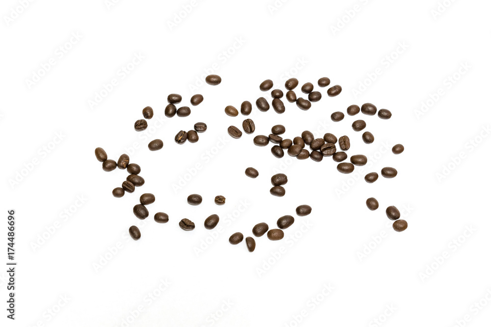 Coffee beans isolated on white background. Close up image. Coffee beans isolated on white background. Close up image.