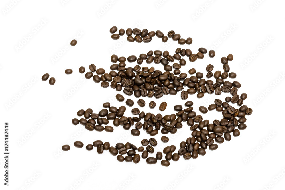 Coffee beans isolated on white background. Close up image. Coffee beans isolated on white background. Close up image.