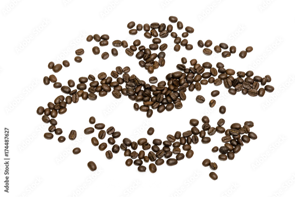 Coffee beans isolated on white background. Close up image. Coffee beans isolated on white background. Close up image.