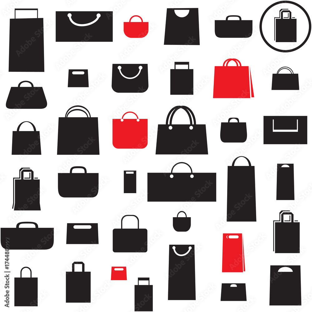 Shopping bag icons set. Sale seamless background Shopping bag icons set. Sale seamless background