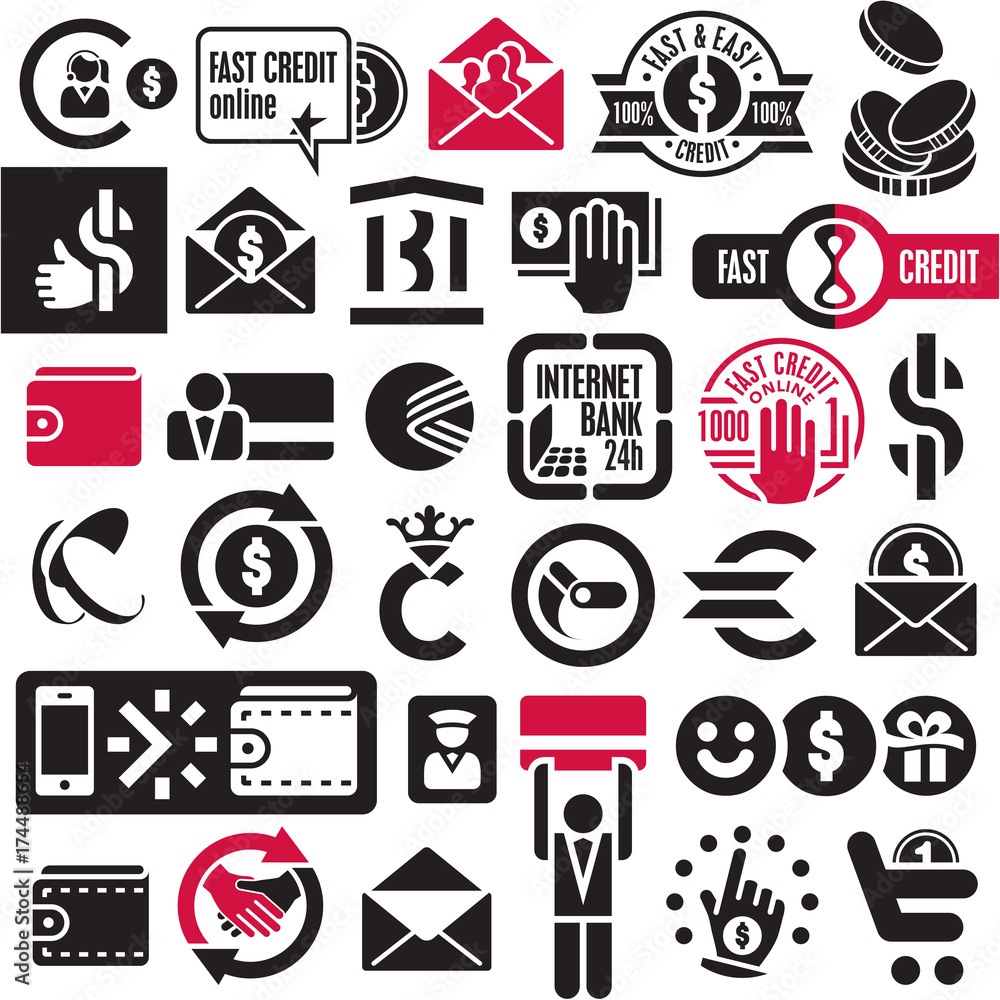 Money and banking icons set Money and banking icons set