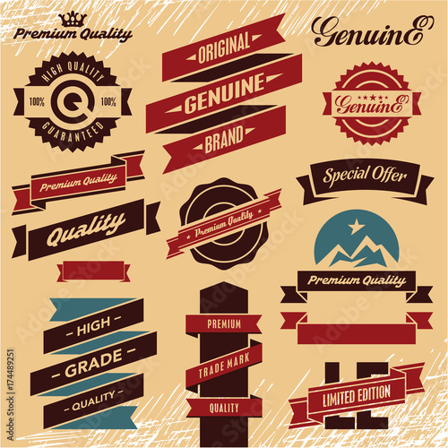 Retro ribbons and labels set