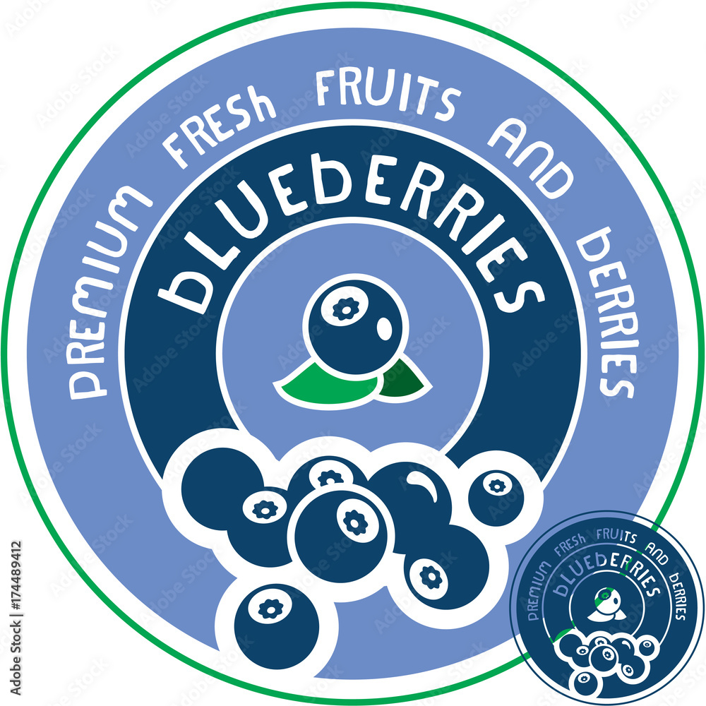 Obraz premium Blueberries label