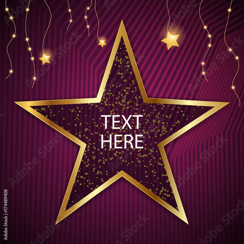 Walk of fame star illustration. Famous reward symbol.