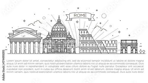 Linear vector icon for Vatican Rome Italy. Tourist attractions of Rome