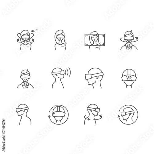 Virtual and augmented reality icons vector set