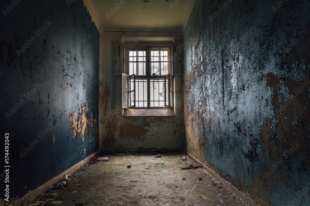 Fototapeta premium Cell from an old closed down mental institution in Säter Sweden
