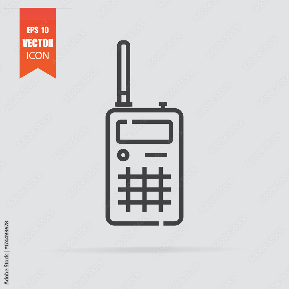 Radio icon in flat style isolated on grey background.