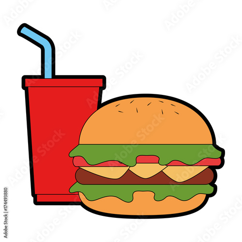 delicious burger with soda