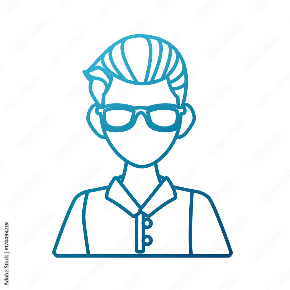 Young man with sunglasses cartoon icon vector illustration graphic design Young man with sunglasses cartoon icon vector illustration graphic design