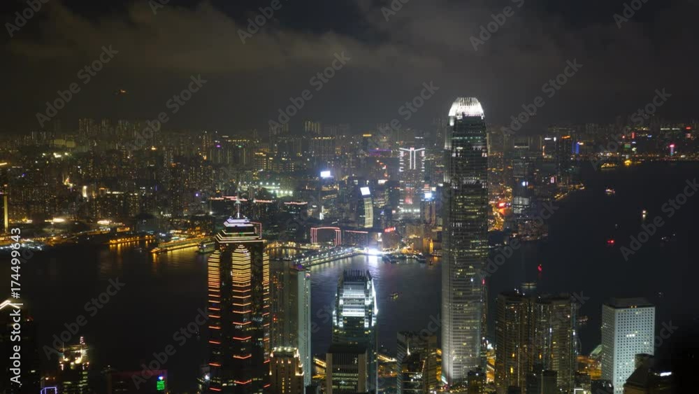 custom made wallpaper toronto digitalHong Kong Skyline and a symphony of lights at night. View from the Peak, Central, Causeway Bay, Tsim Sha Tsui, Kowloon cityscape, Time lapse