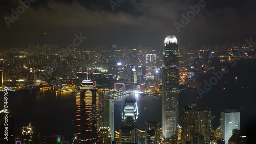 Wallpaper Mural Hong Kong Skyline and a symphony of lights at night. View from the Peak, Central, Causeway Bay, Tsim Sha Tsui, Kowloon cityscape, Time lapse Torontodigital.ca