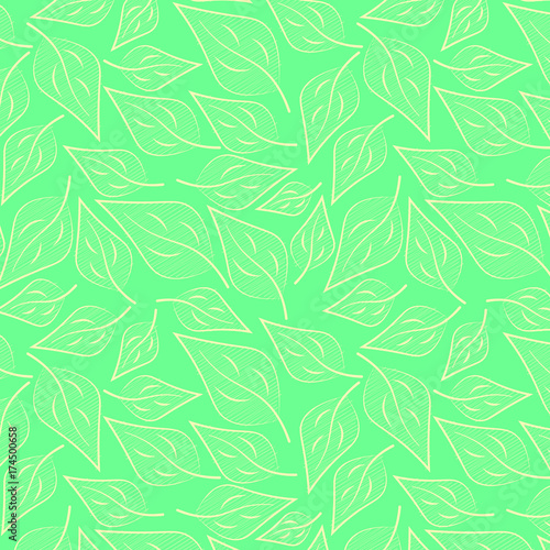 Fototapeta Naklejka Na Ścianę i Meble -  Decorative, abstract seamless leaves pattern which can be used for design fabric, backgrounds,  wrapping paper, packages