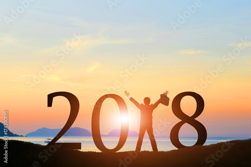 Wallpaper Mural Men over silhouette Happy New Year 2018 Torontodigital.ca