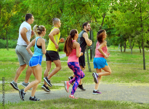 Young sporty people running...